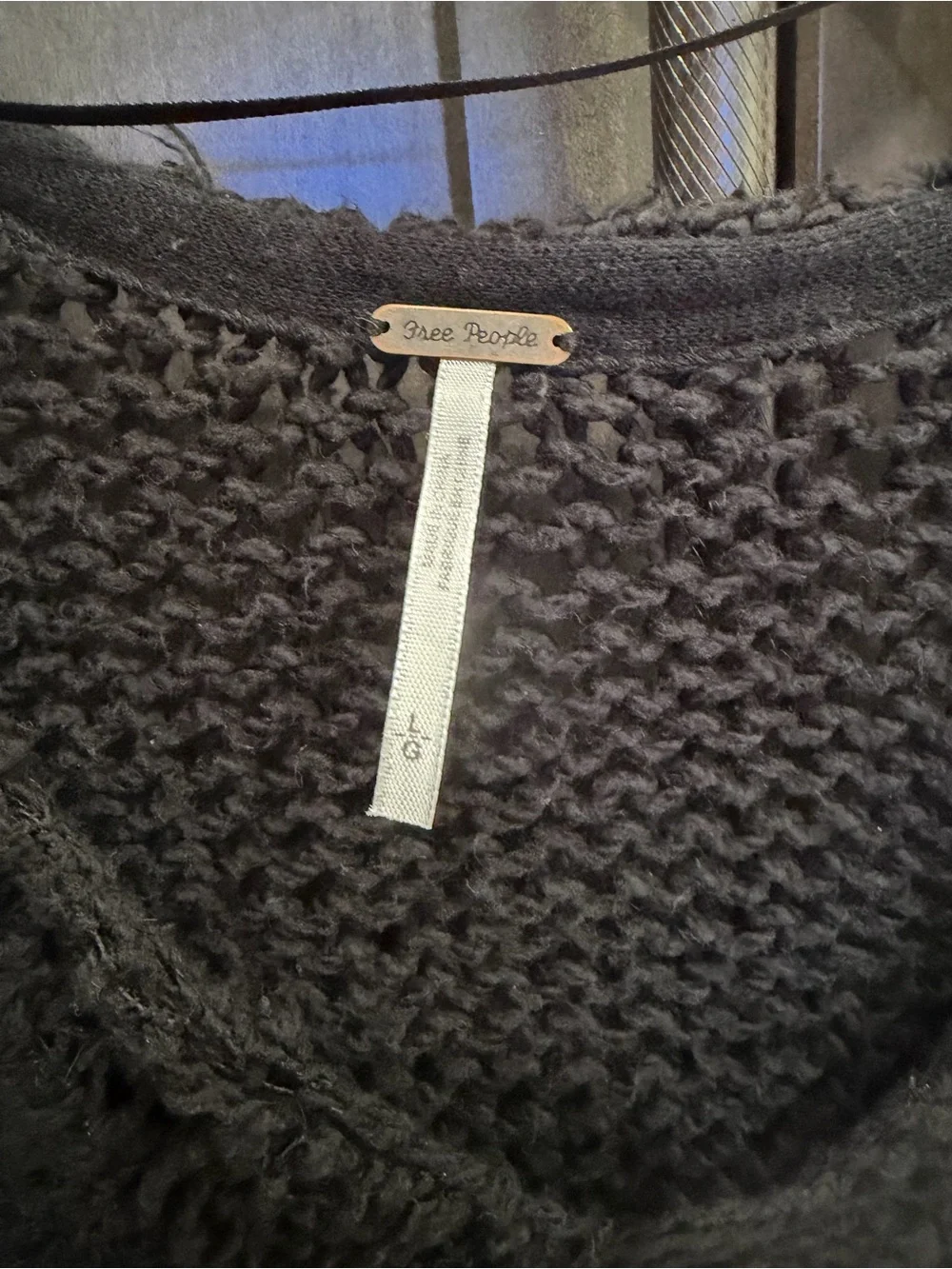 Free people Relaxed Open-Knit Black Women's Sweater
